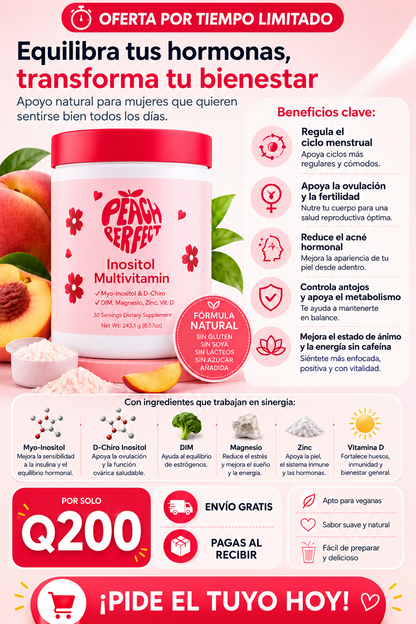 🌸INOSITOL PEACH PERFECT🌸Suplemento para el bienestar hormonal